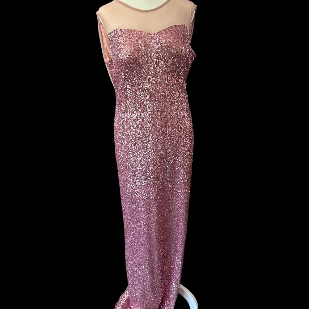 Fanny Fashion USA Pink Sequin Evening Gown XL Floor Length Formal Prom Dress